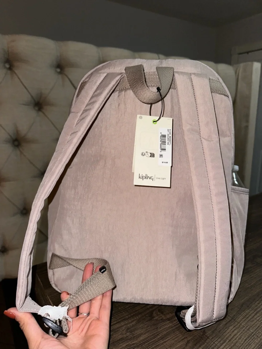Kipling Light tan Backpack with Front Pocket